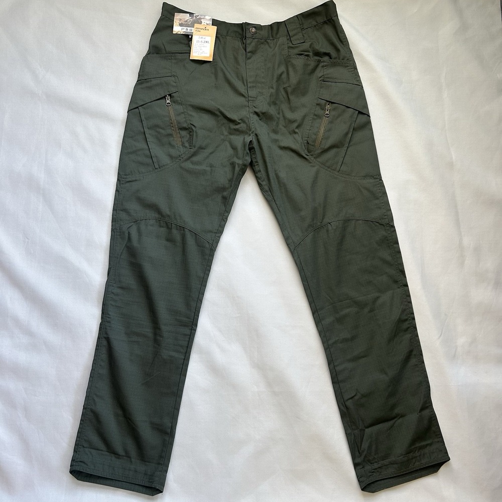 Men's Tactical Cargo Pants Army Green 2XL Waterproof Combat Work Hiking Trousers